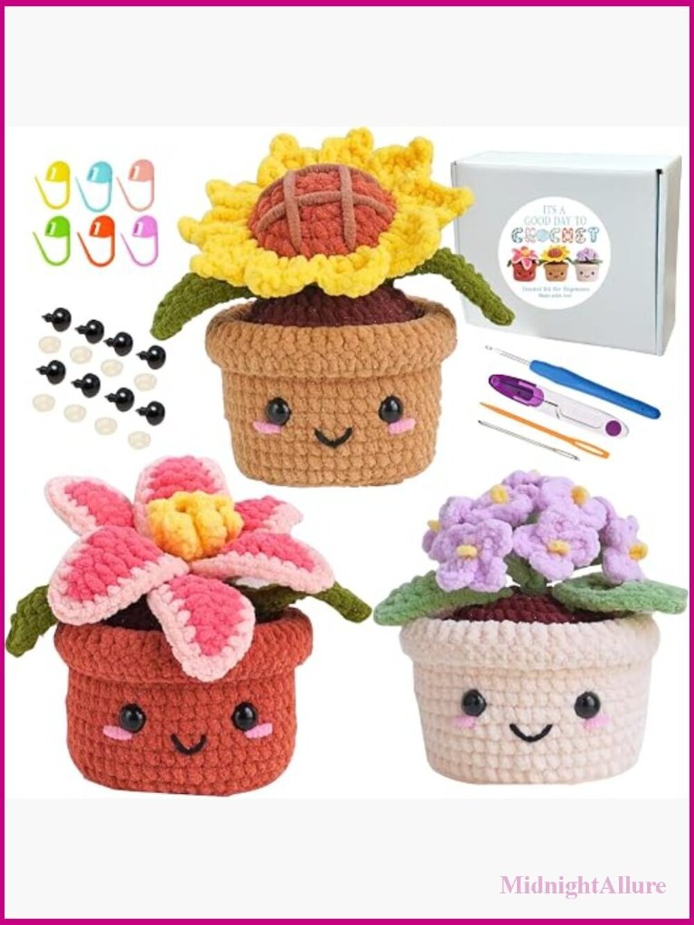 Crochet Kit for Beginners Step-by-Step Video Tutorials Extra Yarn Plants Family